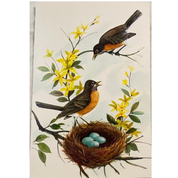 Lot 4 Vtg MCM Birthday Card USA 1970s Embossed Ornithologist Bird Winged Classic - Picture 3 of 16